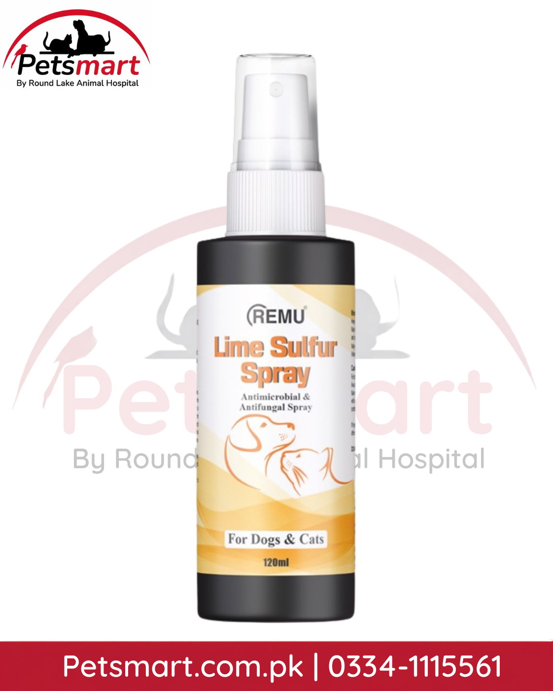Remu Lime Sulfur Antimicrobial and Antifungal Spray 120ml for dogs and cats
