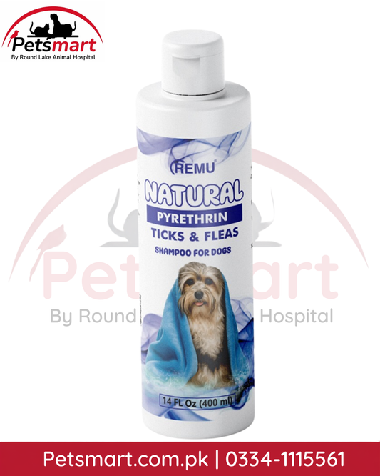 Remu Natural Pyrethrin Tick and Flea Shampoo 400ml for dogs