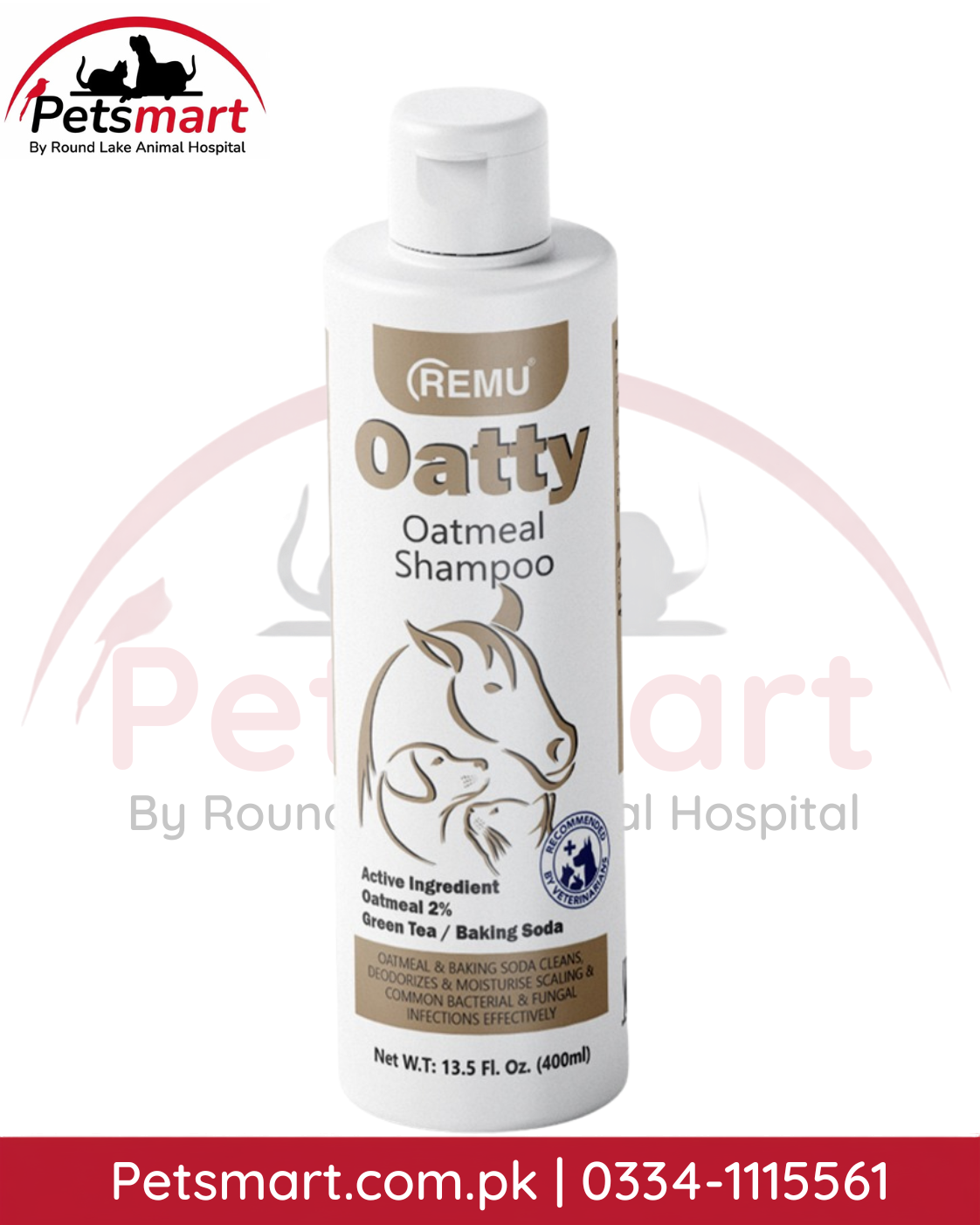 Remu Oatty Oatmeal Shampoo 400ml with 2 percent oatmeal green tea and baking soda