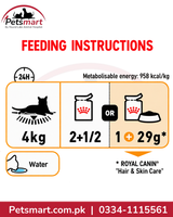 Royal Canin Hair and Skin Care Gravy feeding instructions for adult cats