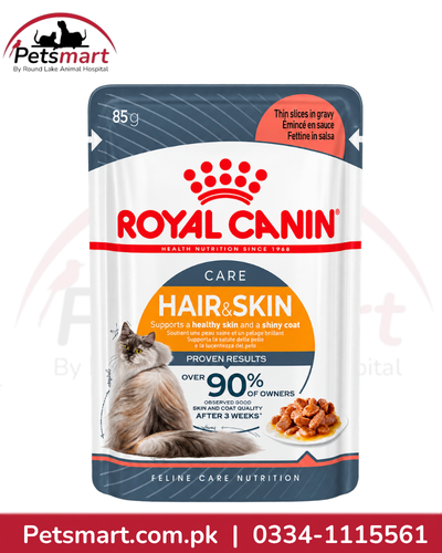 Royal Canin Hair and Skin Care Gravy Wet Cat Food 85g for healthy skin and shiny coat
