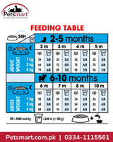 Royal Canin X-Small Puppy daily feeding guide from 2 to 10 months by expected adult weight