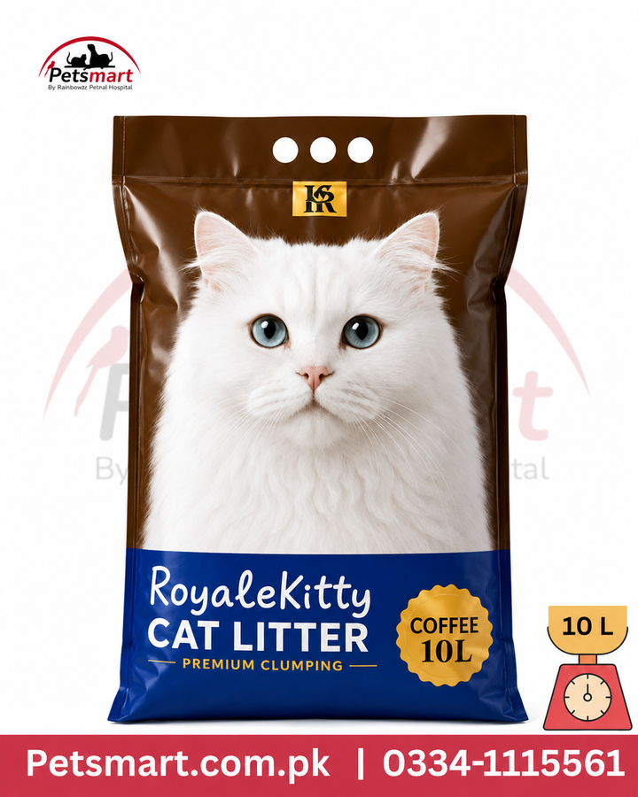 RoyaleKitty Coffee Premium Clumping Cat Litter 10L brown and blue bag