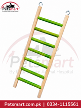 Seven step hanging bird ladder measuring 10.5 by 33cm for climbing and perching