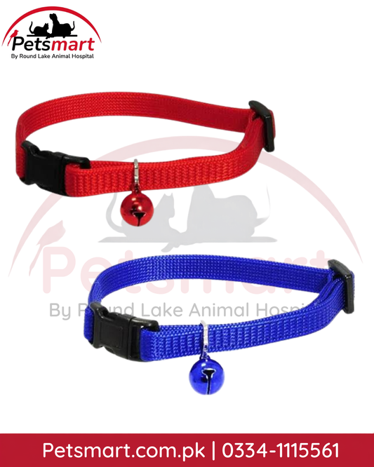 Simple adjustable plain cat collar with bell for cats and kittens