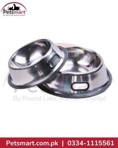 Small stainless steel pet feeding bowl with side grip for cats puppies and small dogs