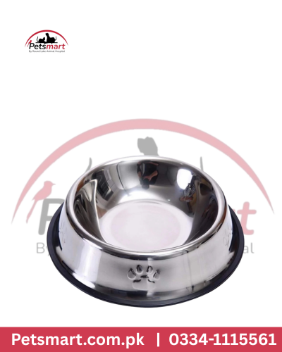 Stainless steel food and water bowl with black base for cats and dogs