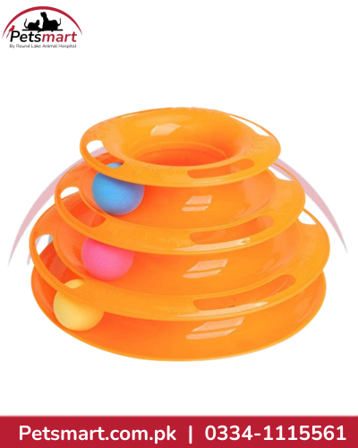 Three-level interactive cat track toy with rolling balls