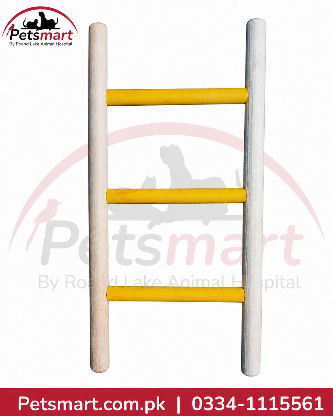 Three step hanging bird ladder 15x32cm with yellow steps for bird cage