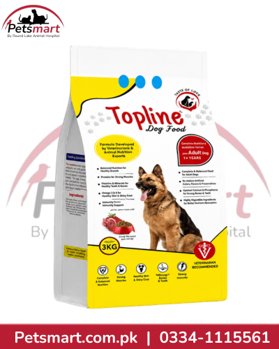 Topline beef flavour dry food for adult dogs 3kg bag