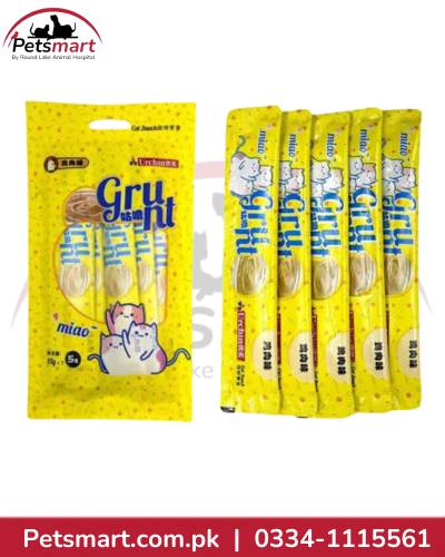 Yellow Urchin creamy cat treat pack with individual lickable treat sticks