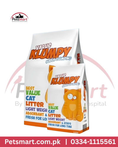 Value Klumpy lightweight cat litter 5-litre pack with orange cat illustration