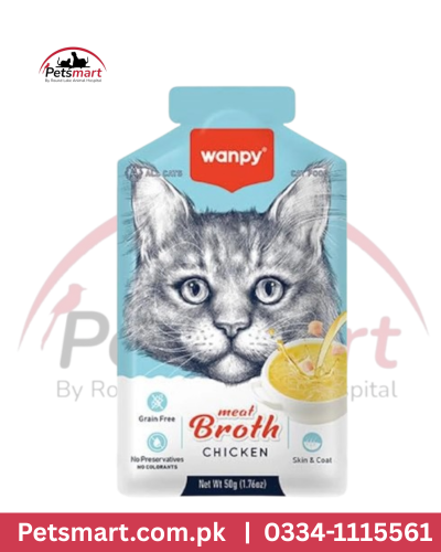 Wanpy Chicken Meat Broth for Cats 50g hydrating pouch with chicken broth and shredded meat