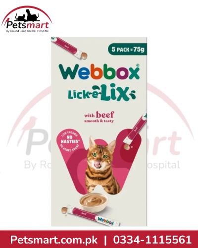Webbox Lick-e-Lix with Beef Cat Treats 75g pack with 5 x 15g sachets