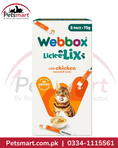 Webbox Lick-e-Lix Chicken Cat Treats 75g pack with five 15g creamy sachets