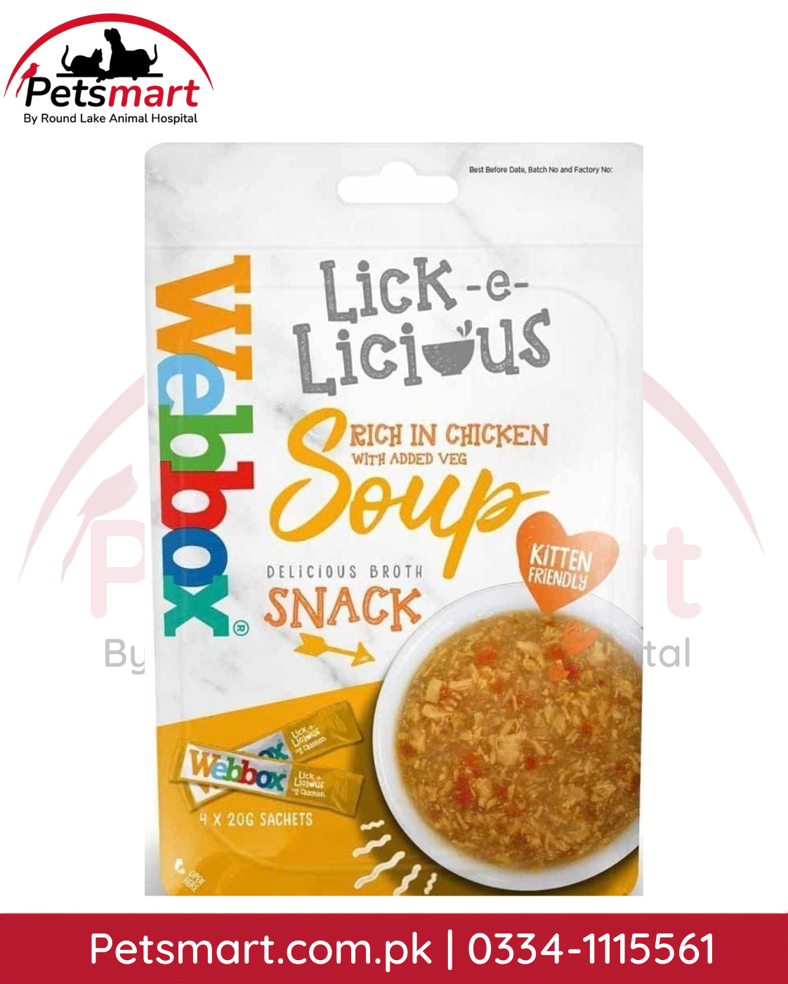 Webbox Lick-e-Lix chicken soup cat snack 20g sachets
