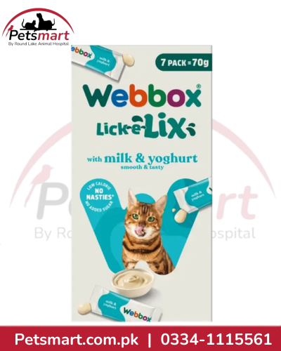 Webbox Lick-e-Lix Milk and Yoghurt Cat Treats 70g pack with seven 10g sachets