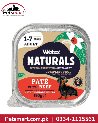 Webbox Naturals Adult Beef Pate Wet Dog Food 150g for small dogs