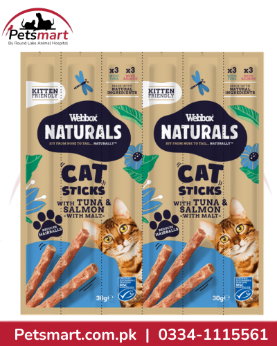 Webbox Naturals Cat Sticks MSC Tuna and Malt and MSC Salmon and Malt 30g pack