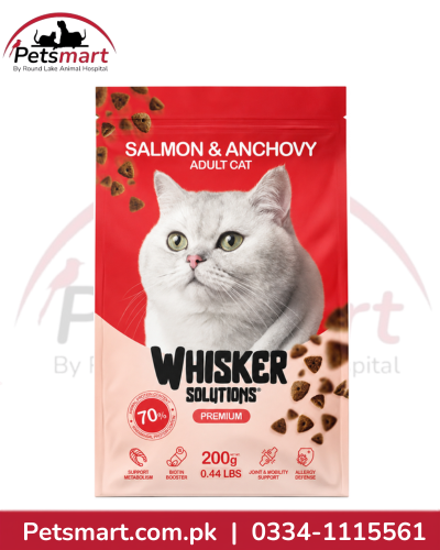 Whiskar Solution Salmon and Anchovy Cat Food 200g with salmon protein and anchovy meal