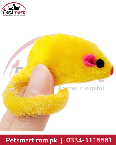 Yellow mouse moving toy for cats interactive plush mouse toy