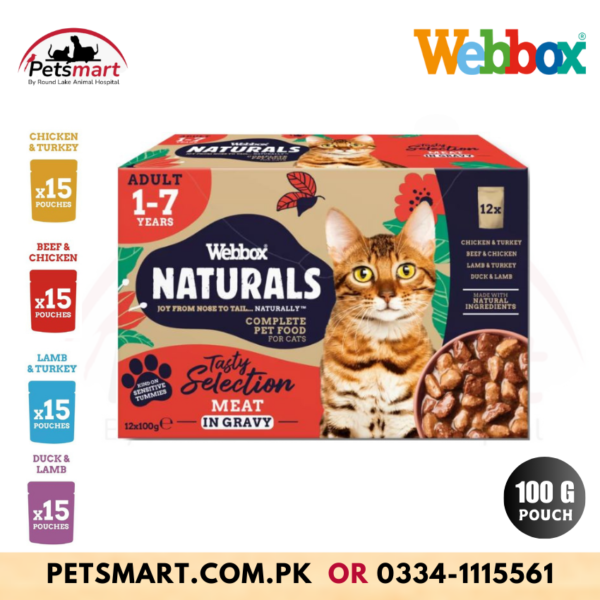 Webbox Naturals Meat Assorted Flavor in Gravy Wet Cat Food is a delicious and nutritious cat food that contains natural food and vitamins and minerals. This product contains no artificial colours, flavours or preservatives. Samukero Freeze Frieder Available in four delicious varieties Each 100g sachet is a balanced meal.